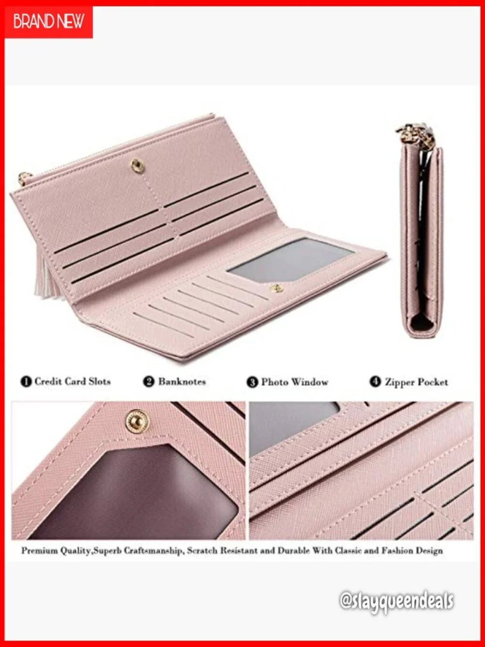 Slim RFID Blocking Leather Wallet with Phone Pocket, 11 Card Slots